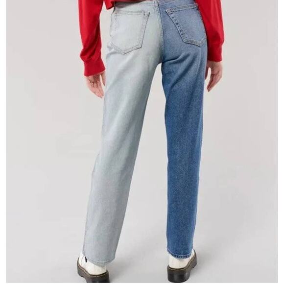 Hollister Ultra High-Rise Two-Toned Stacked Vintage Straight Jeans sz 24 - Picture 14 of 15
